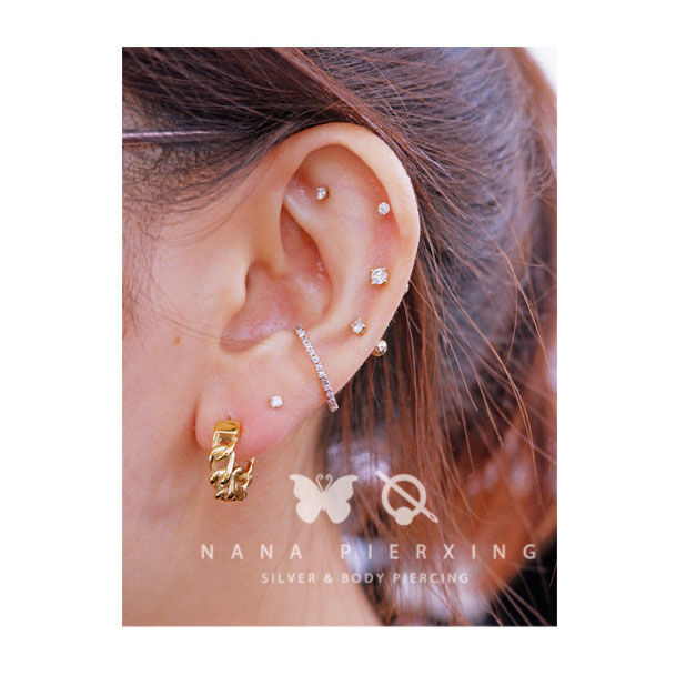 2pc 1pair 2color チェーンリングピアス NANA PIERXING 正規品 S