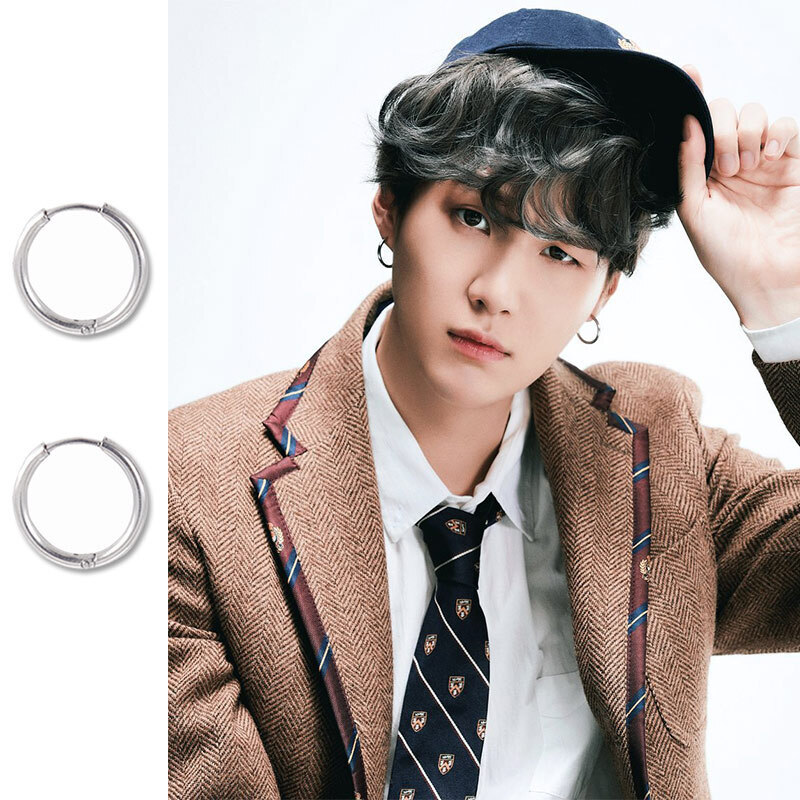 BTS SUGA ユンギ 着用モデル プレーンオープンリングピアス 2pc