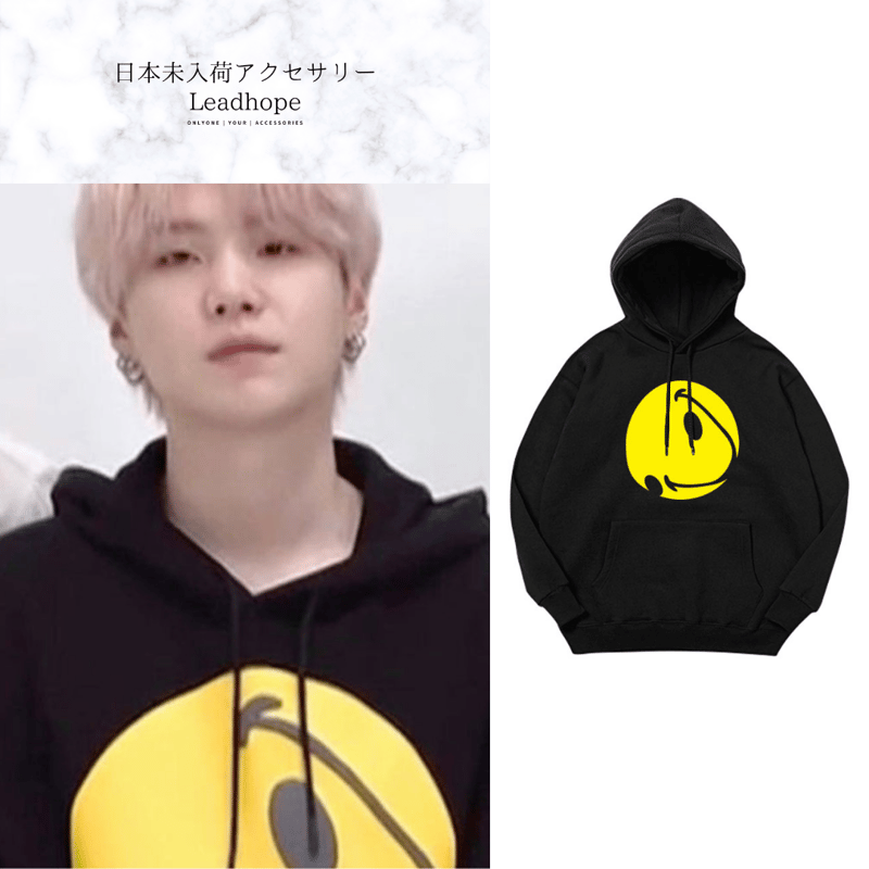 BTS公式グッズ　SUGA フーディ　Ｌサイズ スマイルブラックフーディー BTS SUGA ユンギ 着用モデル | 日本未入荷