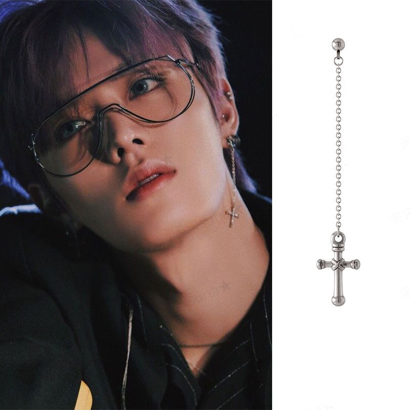 1pc 2size ドロップチェーンクロスネックレス ASMAMA 正規品 NCT 中本