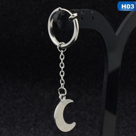 KPOP BTS 片耳ピアス J-HOPE着用  ユニセックス メンズアクセサリー ロングタッセル シルバー チェーン 月 ムーン