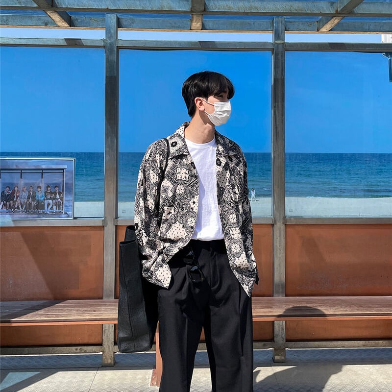 2color パターンオーバービッグシャツ menspanda 正規品 BTS