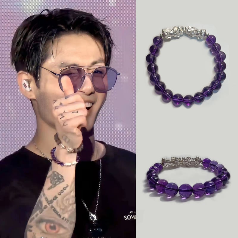 925SILVER 天然アメジストブレスレット BTS ジョングク 着用
