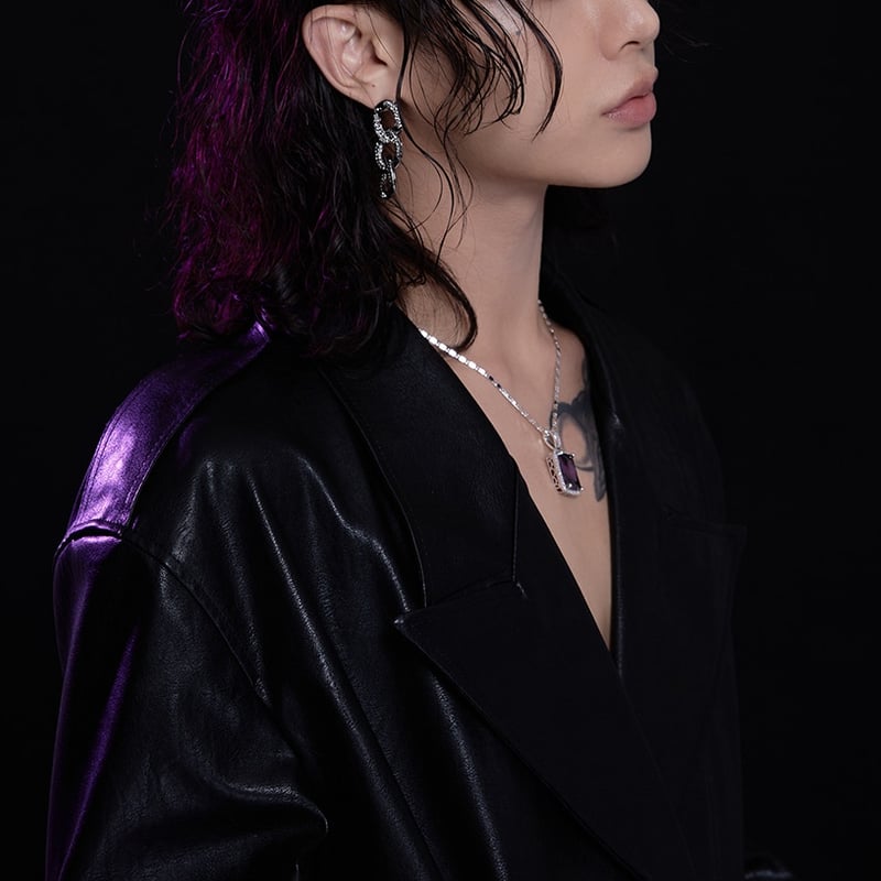 Full Shine Square Necklace [BLACKPURPLE] 正規品 EN