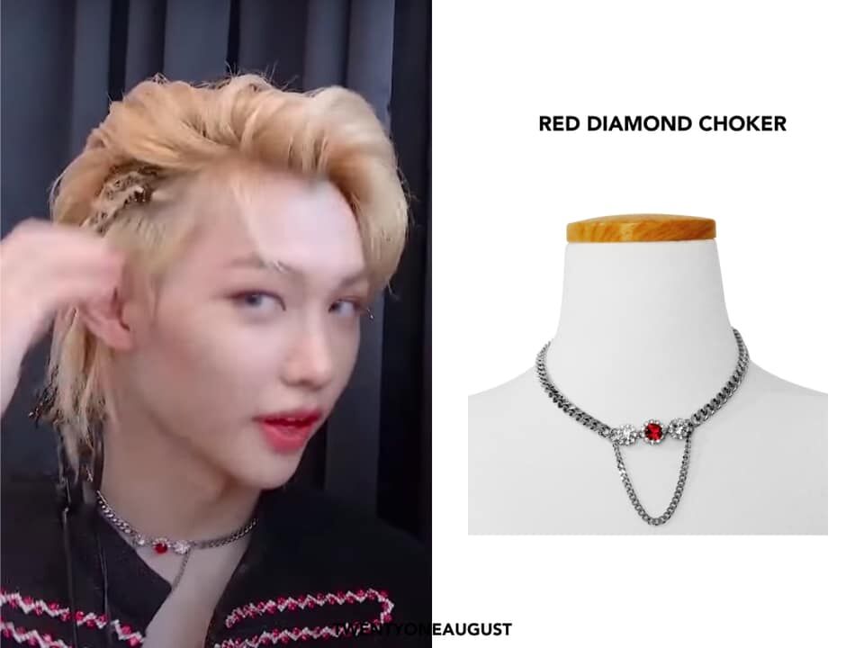 【TWENTYONEAUGUST】RED DIAMOND CHOKER▲StrayKids着用 RED DIAMOND CHOKER TWENTYONEAUGUST 正規品 StrayKid