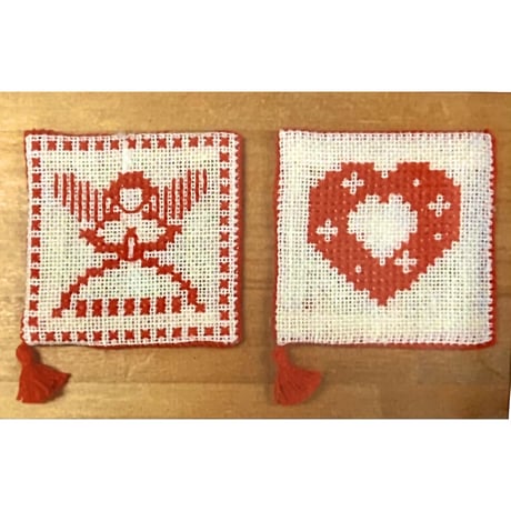 エンジェルとハートのコースター【刺繍キット】