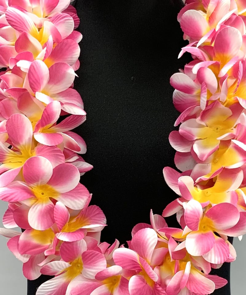 プルメリアダブルレイ(チェリーピンク/イエロー) J&L | Hawaiian-Factory
