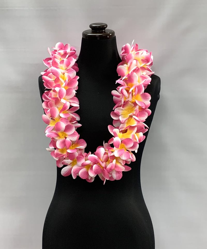 プルメリアダブルレイ(チェリーピンク/イエロー) J&L | Hawaiian-Factory
