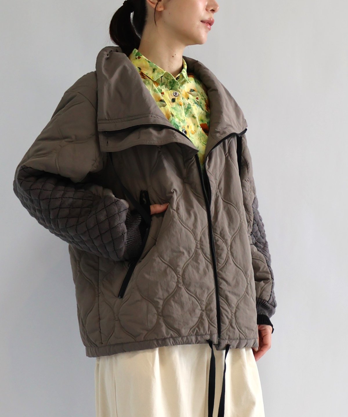 エトレリー（etre relie）/【etre relie】 キルティングニットタフタブルゾン etre relie】 キルティングニットタフタブルゾン / 159201 | etre r