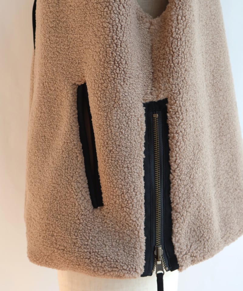 etre relie】 脇ファスナーリバーシブルボアベスト / 157217 | etre