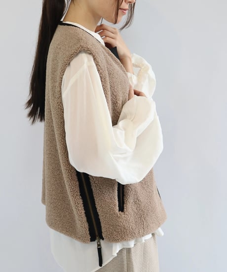 etre relie】 脇ファスナーリバーシブルボアベスト 157217 | etre relie