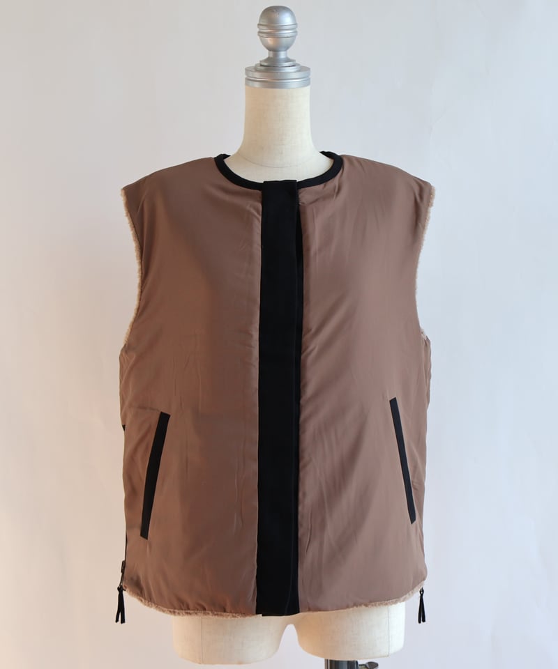 etre relie リバーシブルファーベスト etre relie】 脇ファスナーリバーシブルボアベスト / 157217 | etre