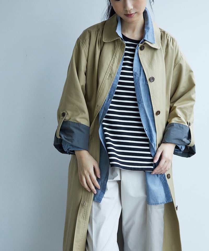etre relie】綿ナイロンデニムライクシャツ / 151309 | etre relie