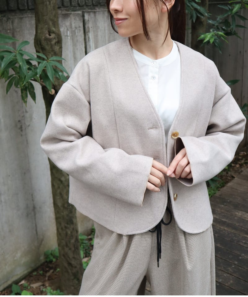 エトレリー（etre relie）/【etre relie】ジャージノーカラーワイドジャケット etre relie】ジャージノーカラーワイドジャケット * 159204 | etre