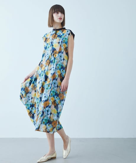 etre relie LIBERTY 花柄 七分袖 ノーカラー ワンピース F CATEGORY ワンピース | etre relie