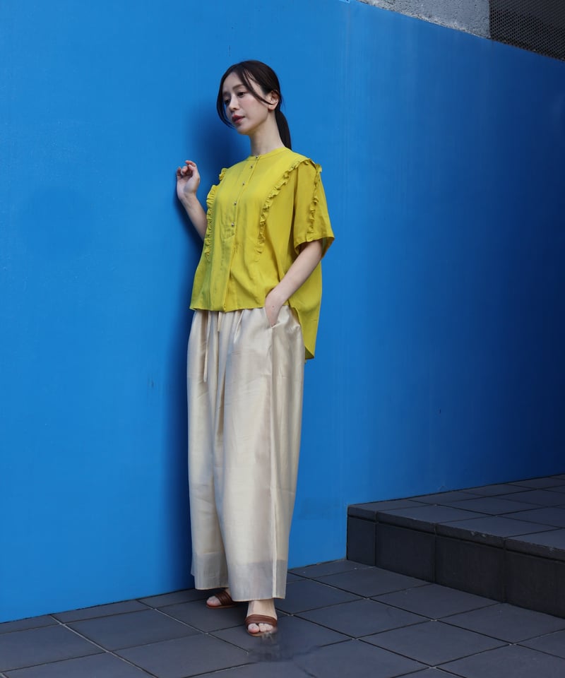 etre relie】セミシアーウエストリブワイドパンツ / 153405 | etre r