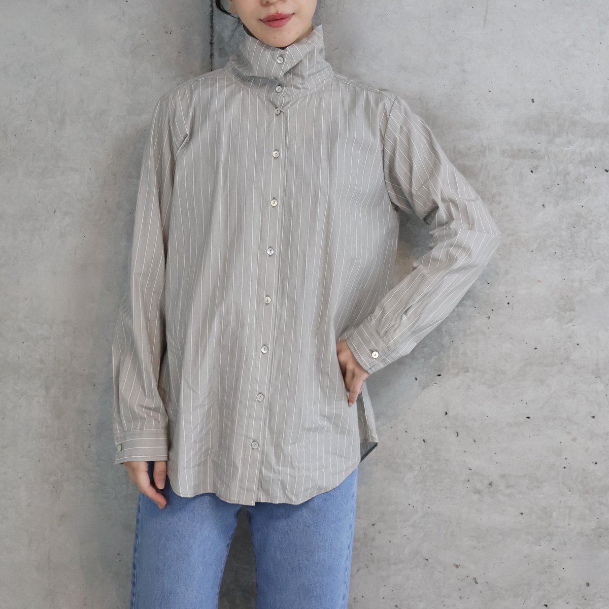 etre relie】ストライプスタンドシャツ / 151308 | etre relie