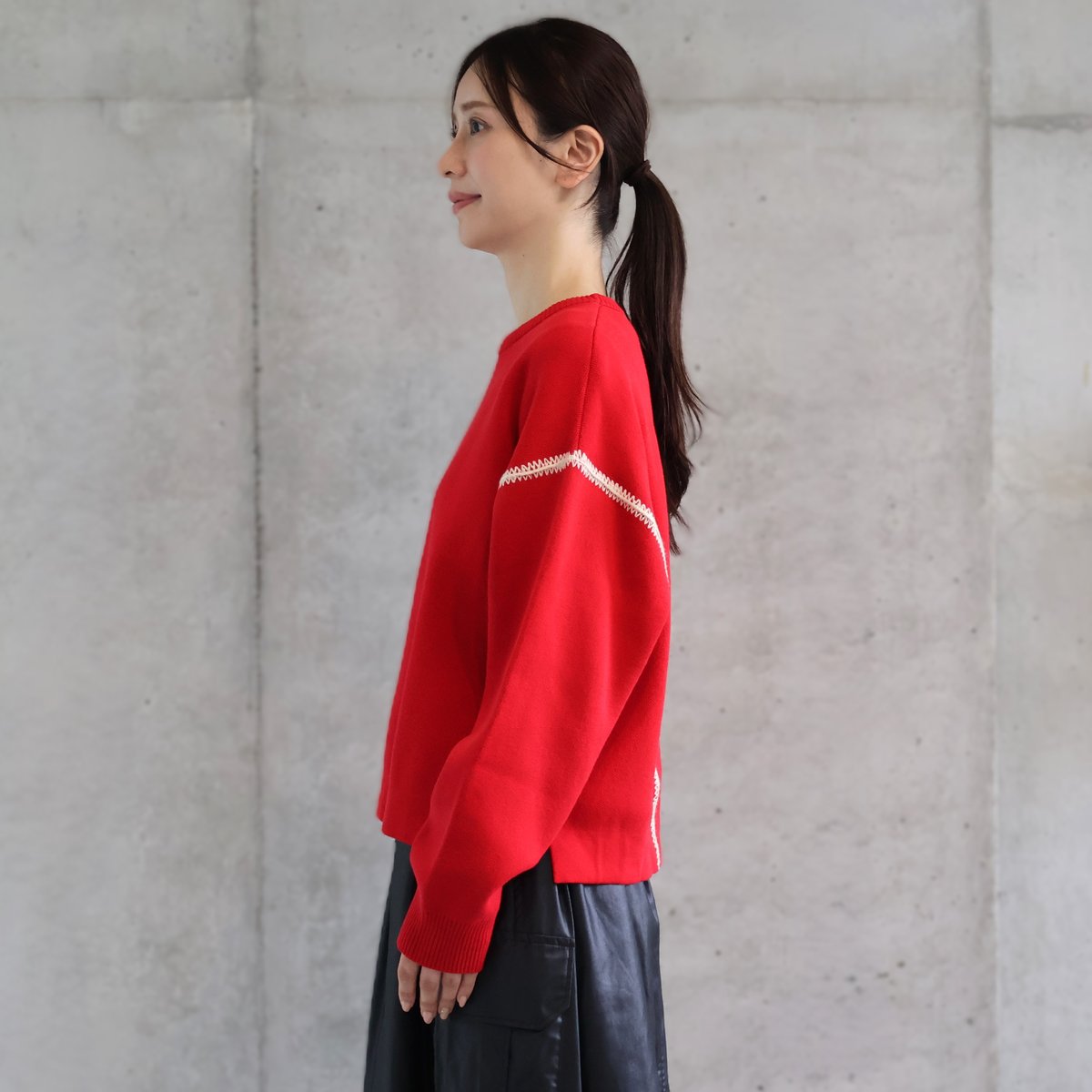 etre relie】ジグザグ刺繍ビックシルエットニット 147909 | etre etre relie】ジグザグ刺繍ビックシルエットニット 147909 | etre