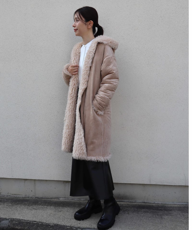 etre relie】 クリンクルファーリバーシブルコート 159107 | etre relie