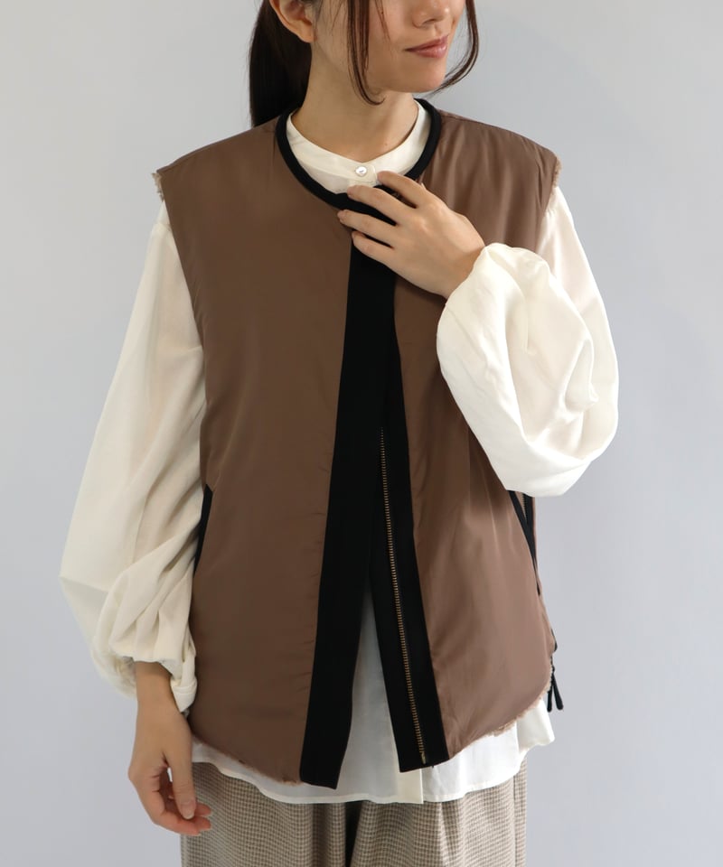 etre relie】 脇ファスナーリバーシブルボアベスト / 157217 | etre