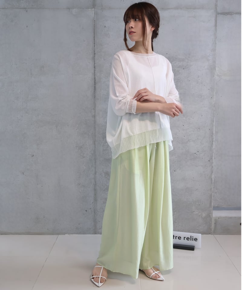 その他 24 etre relie】セミシアーウエストリブワイドパンツ. 153405