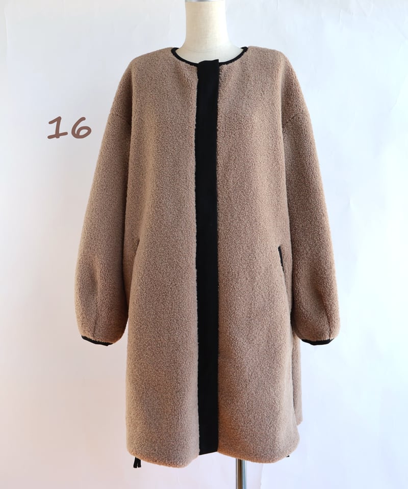 etre relie】脇ファスナーリバーシブルボアロングジャケット / 157105