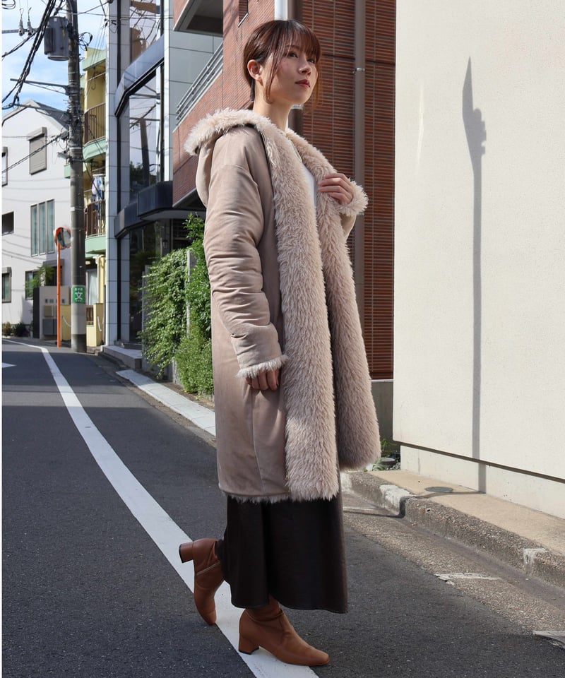 etre relie】 クリンクルファーリバーシブルコート 159107 | etre relie