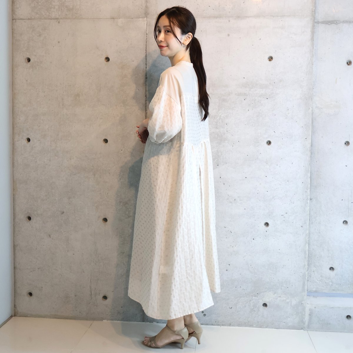 sheller シェリエ　ドットシャツワンピース shellerシェリエドットシャツワンピースシャツドレス