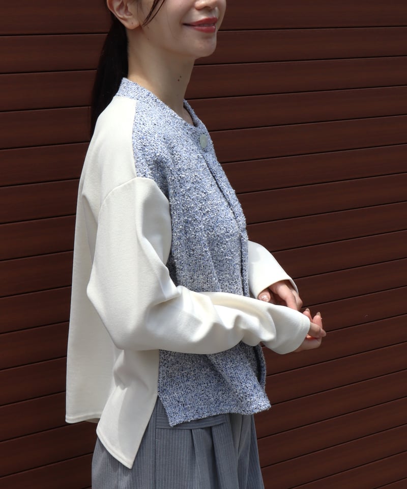 etre relie】 ☆横澤夏子様ご着用 / ツイードジャージーカーディガン