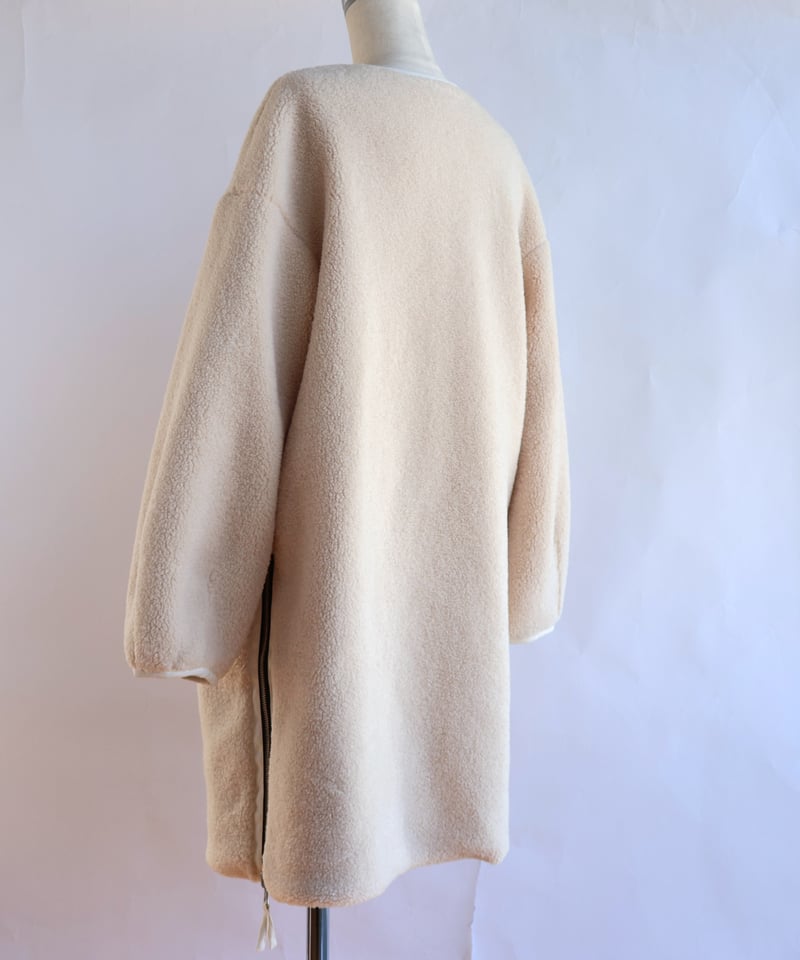 etre relie】脇ファスナーリバーシブルボアロングジャケット / 157105