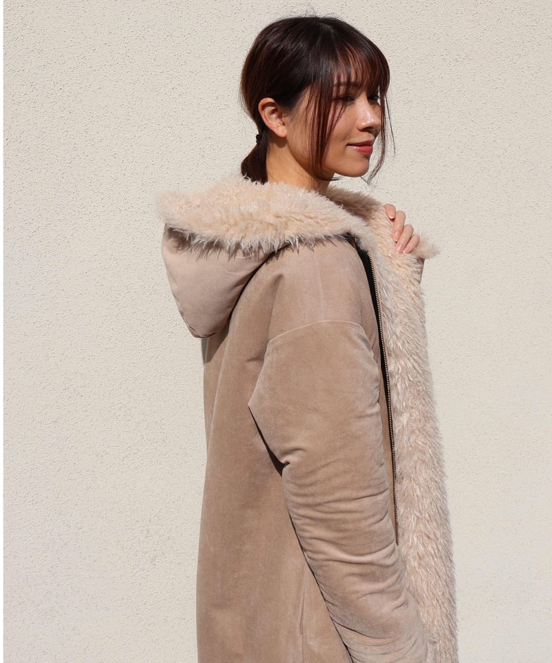 etre relie】 クリンクルファーリバーシブルコート 159107 | etre relie