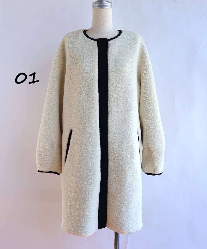 etre relie】脇ファスナーリバーシブルボアロングジャケット / 157105
