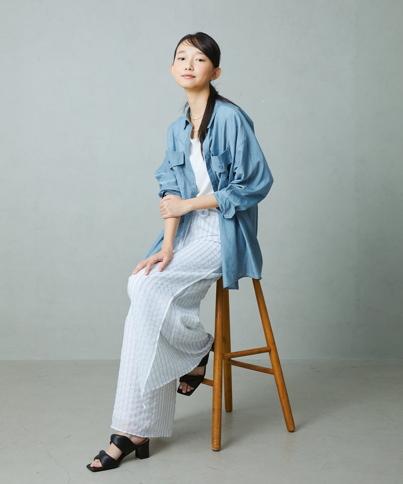 エトレリー（etre relie）/綿ナイロンデニムライクシャツ etre relie】綿ナイロンデニムライクシャツ / 151309 | etre relie