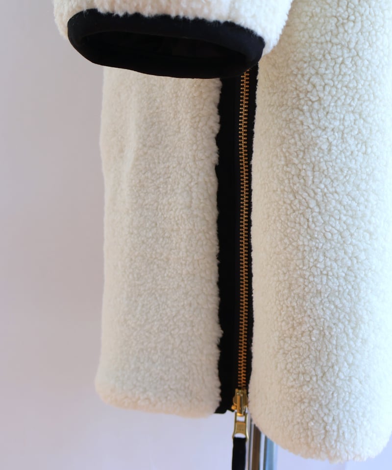 etre relie】脇ファスナーリバーシブルボアロングジャケット / 157105