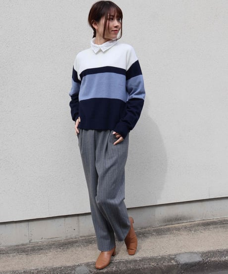 ELLIE エリー スティッチフレアパンツ Sサイズネイビー ELLIE エリー スティッチフレアパンツ Sサイズネイビー