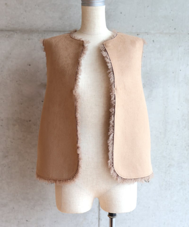 etre relie】フェイクムートンリバーシブルベスト ・ 147204
