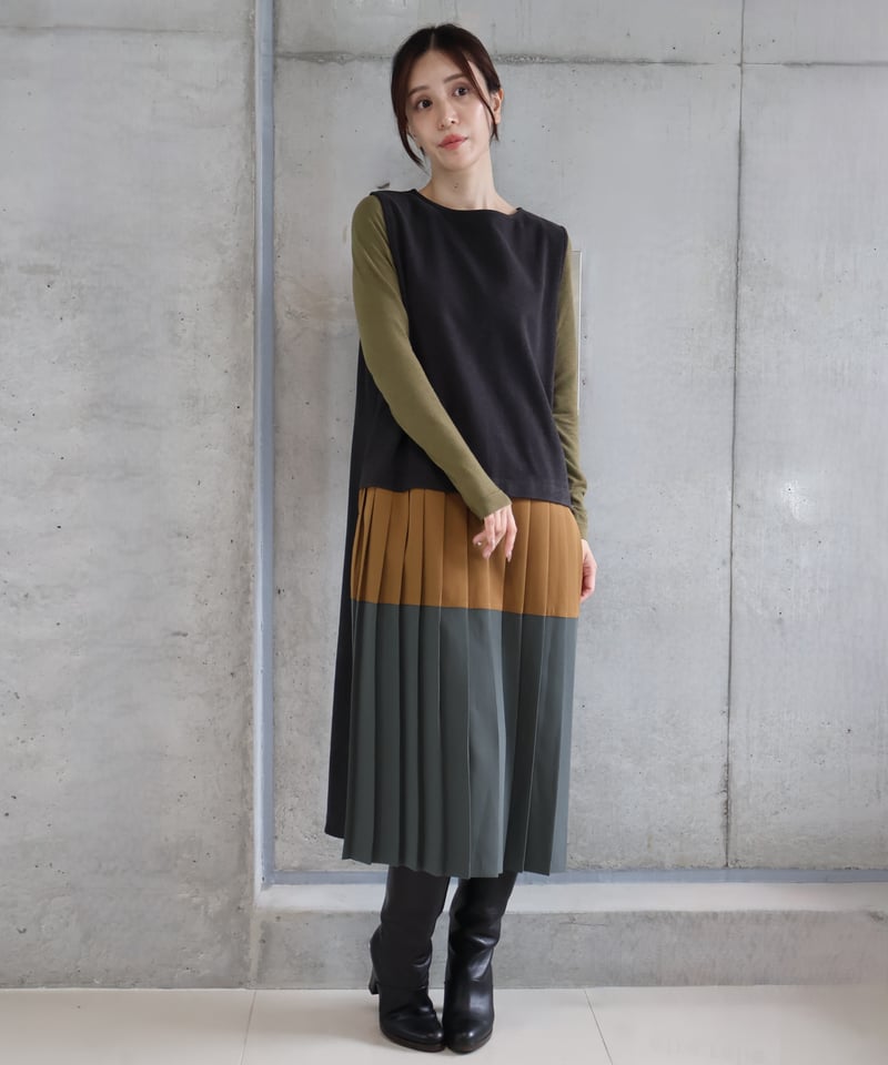 etre relie】2WAYプリーツコンビワンピース 149609 | etre relie