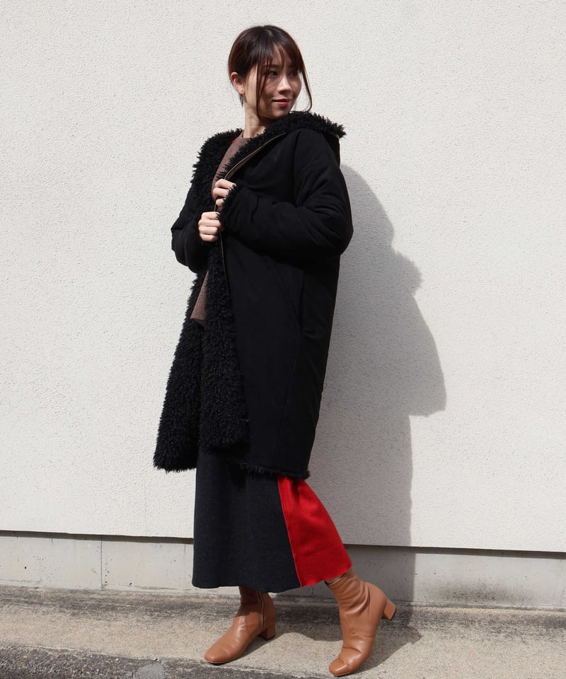 etre relie】 クリンクルファーリバーシブルコート 159107 | etre relie