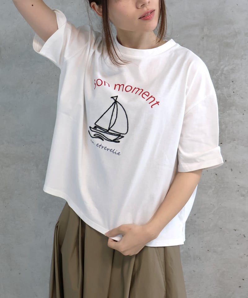 etre relie】マリン刺繍 ワイドTシャツ. 153814 | etre relie