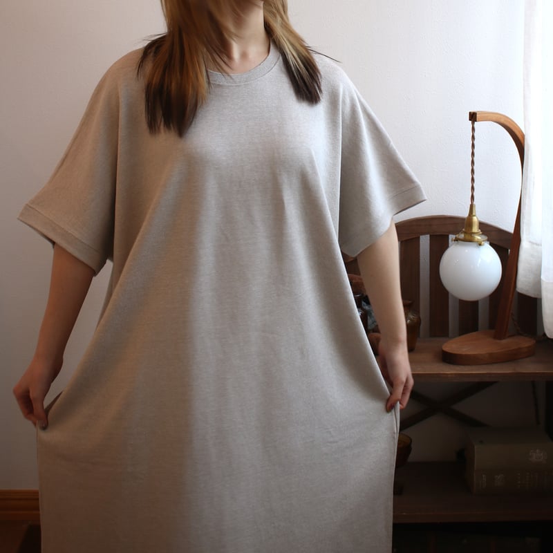AZ-02-007 リネンコットン モモンガワンピース：flax | 亜麻色雑貨店