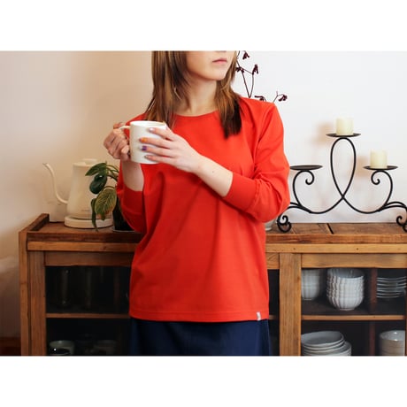 AZ-02-005 七分袖RibreTシャツ：Poinsechia
