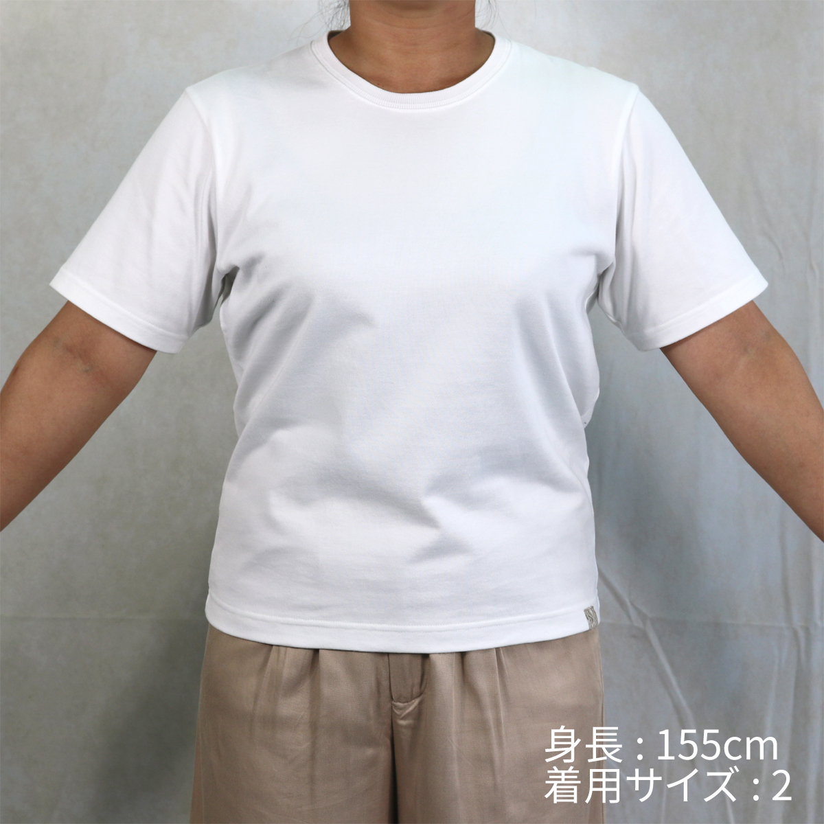 AZ-02-002 インド超長綿 半袖Tシャツ：ホワイト | 亜麻色雑貨店