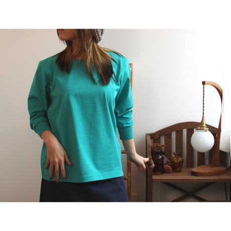 AZ-02-005 七分袖RibreTシャツ：Emerald