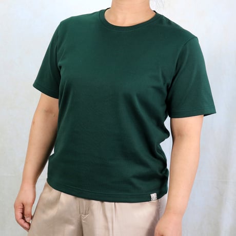 AZ-02-002 インド超長綿 半袖Tシャツ：フォレストグリーン