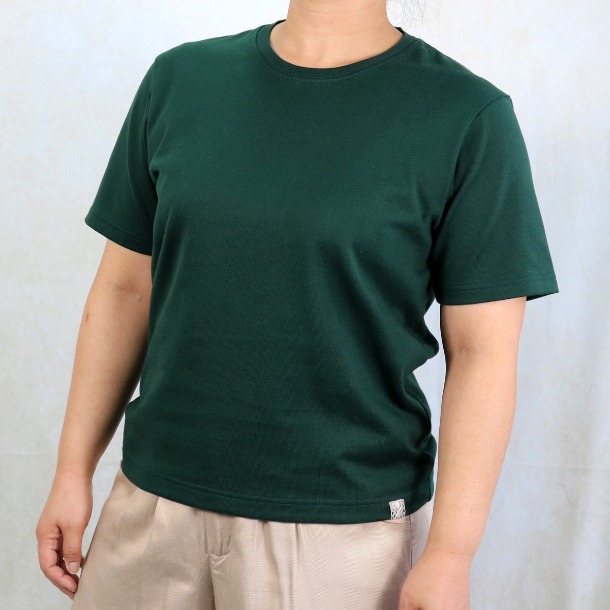 AZ-02-002 インド超長綿 半袖Tシャツ：フォレストグリーン | 亜麻色雑貨店