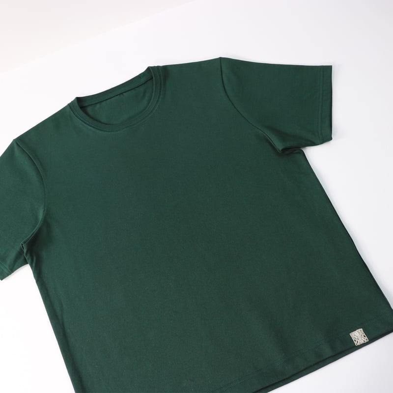 AZ-02-002 インド超長綿 半袖Tシャツ：フォレストグリーン | 亜麻色雑貨店