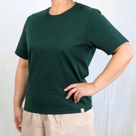 AZ-02-002 インド超長綿 半袖Tシャツ：フォレストグリーン