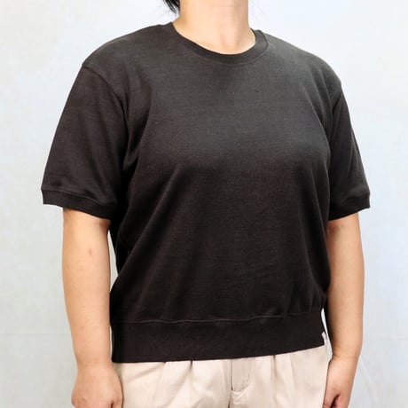 AZ-02-001 リネンコットン プレーティングTシャツ：チャコール
