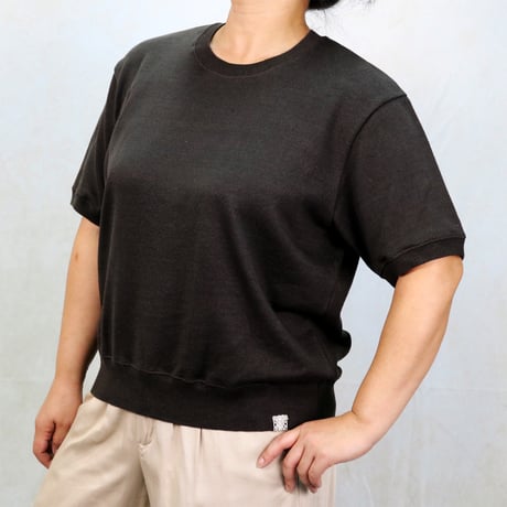 AZ-02-001 リネンコットン プレーティングTシャツ：チャコール