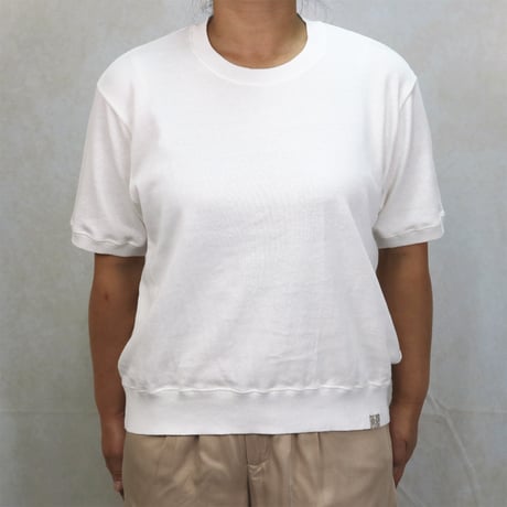 AZ-02-001 リネンコットン プレーティングTシャツ：ホワイト